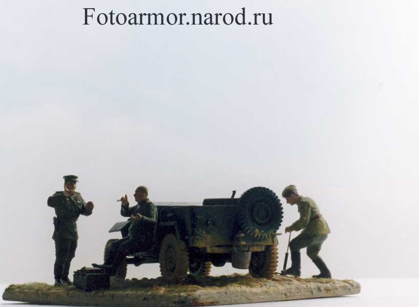 Диорама "Остановка в пути" с советским автомобилем ГАЗ-67.
